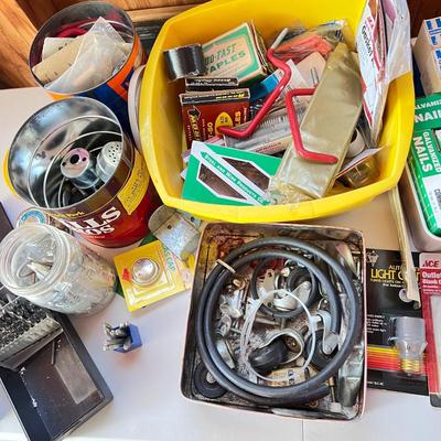 Tool Mixed Garage Lot - Nails, Hand Tools, Hardware, etc.