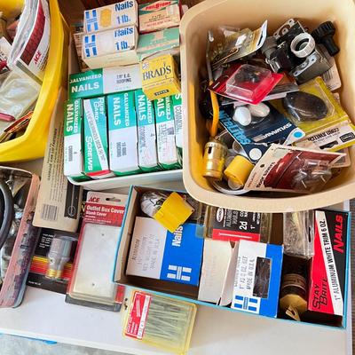 Tool Mixed Garage Lot - Nails, Hand Tools, Hardware, etc.