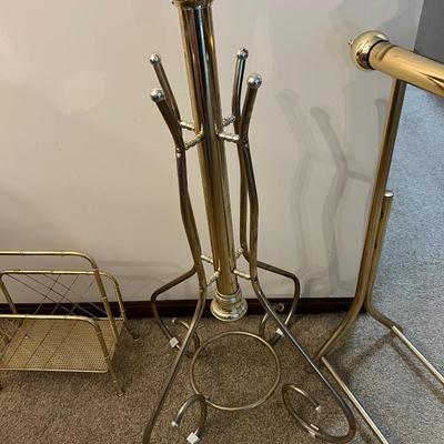 3 Pc Metal Rack Lot - Coat, Quilt, Magazine