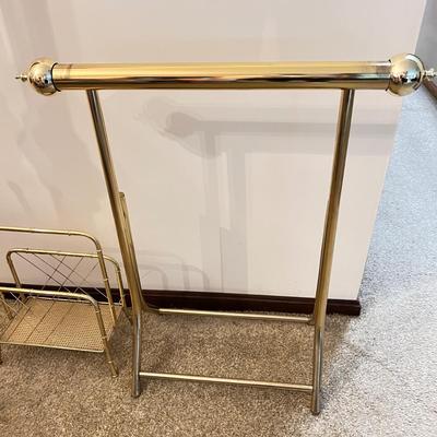 3 Pc Metal Rack Lot - Coat, Quilt, Magazine