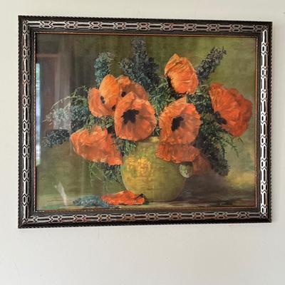 Antique Mirror, 2 Vintage Framed Prints