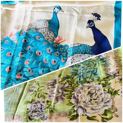 2 New Large Silk Blend Scarves 34"x70"