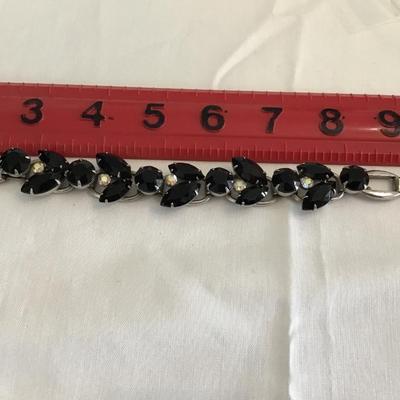 Black Glass Aurora Borealis Vintage Bracelet