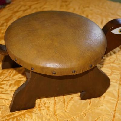 CUTE HAND-CRAFTED TURTLE OTTOMAN. 1970'S ERA