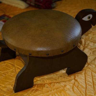 CUTE HAND-CRAFTED TURTLE OTTOMAN. 1970'S ERA