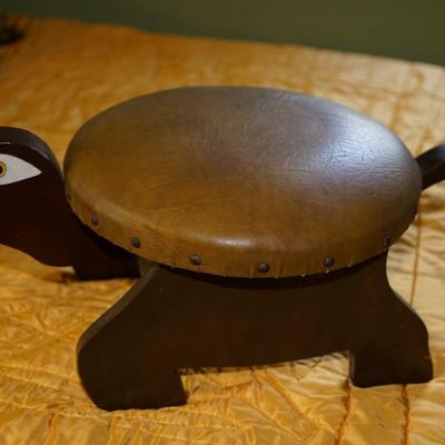 CUTE HAND-CRAFTED TURTLE OTTOMAN. 1970'S ERA