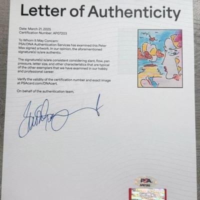 Authentic PSA Certified Peter Max Mixed Media Painting