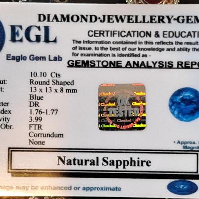 Lab Grown Blue Sapphire 10.10 cts