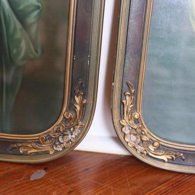 Vintage Framed Prints Sacred Heart of Jesus and Mary Ornate, 1953