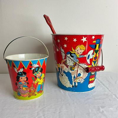 D881 Ohio Art Cowboy & Native Americans Sand Pails