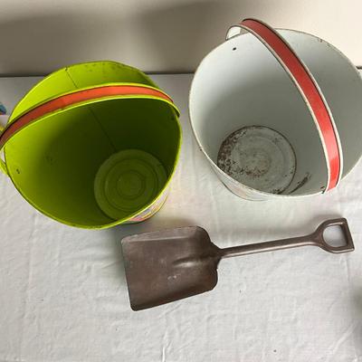 D887 Two Large Vintage Tin Sand Pails
