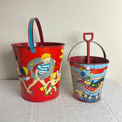 D892 Two Vintage Elaine Ends Hileman & Ohio Art Sand Pails