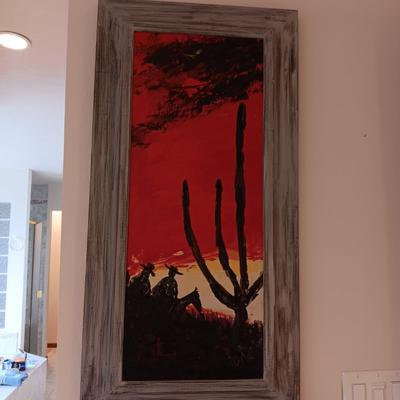 DESERT SUNSET OIL ON CANVAS SIGNED BY ARTIST RONEY?