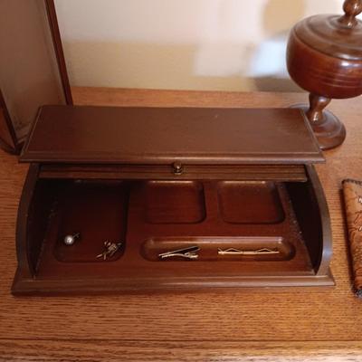 LEATHER TOOLED WALLET AND DRESSER TOP ITEMS TO HOLD YOUR TREASURES