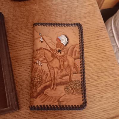 LEATHER TOOLED WALLET AND DRESSER TOP ITEMS TO HOLD YOUR TREASURES
