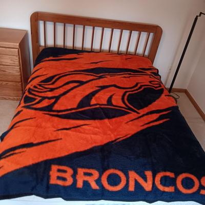 FULL SIZE DENVER BRONCOS BLANKET AND A DOWN FILLED THROW