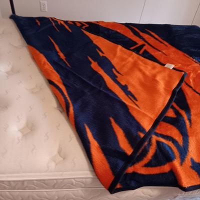 FULL SIZE DENVER BRONCOS BLANKET AND A DOWN FILLED THROW