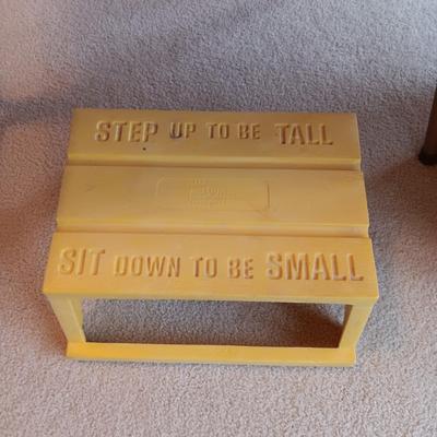 SMALL PINE 3 DRAWER CHEST, FOLDING TABLE AND A STEP STOOL