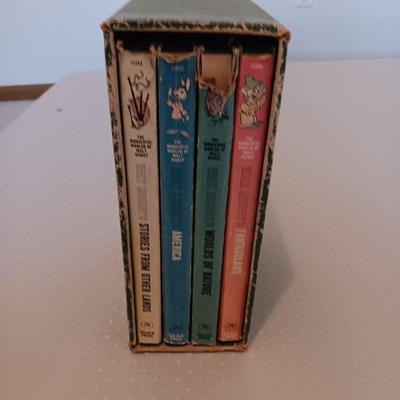 WALT DISNEY'S 1965 4 CHILDREN'S BOOK SET AND 2 DISNEY MOVIES