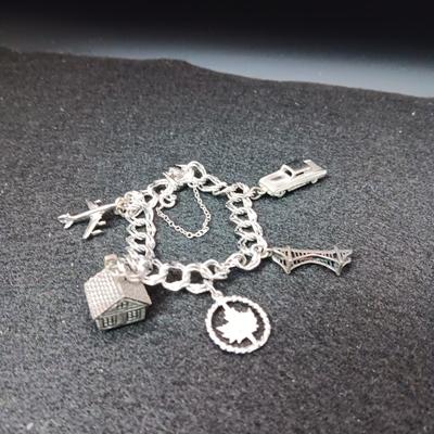 STERLING SILVER CHARM BRACELET 27.61g