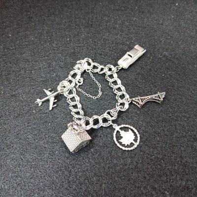 STERLING SILVER CHARM BRACELET 27.61g
