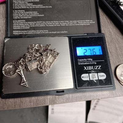 STERLING SILVER CHARM BRACELET 27.61g