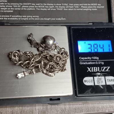 STERLING SILVER CHARM BRACELET 38.41g