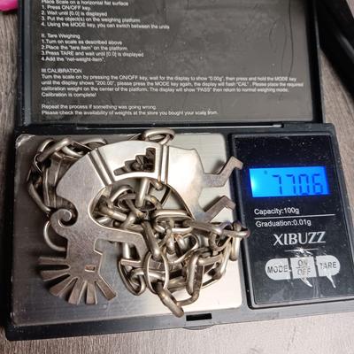 LARGE STERLING SILVER KOKOPELLI ON STERLING CHAIN 77.06g