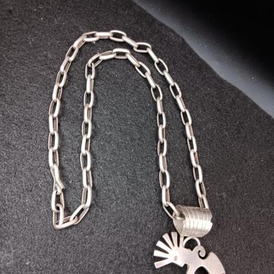 LARGE STERLING SILVER KOKOPELLI ON STERLING CHAIN 77.06g