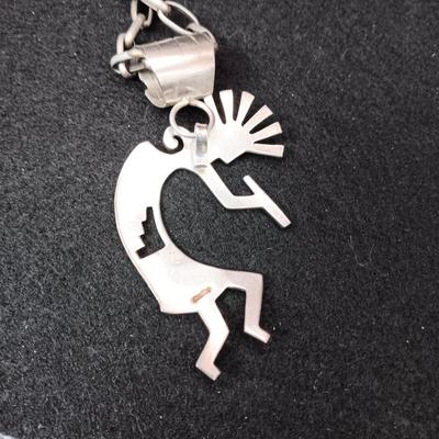 LARGE STERLING SILVER KOKOPELLI ON STERLING CHAIN 77.06g