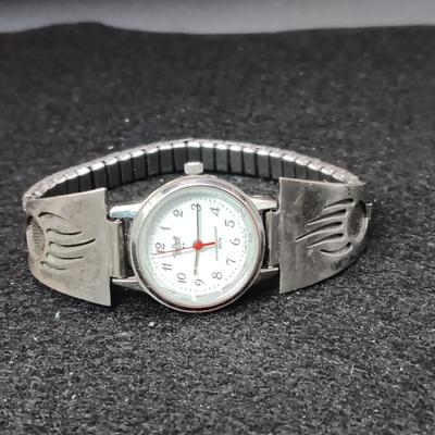 STERLING SILVER WATCH BAND MARKED LK, WATCH IS BY PAUL MARET