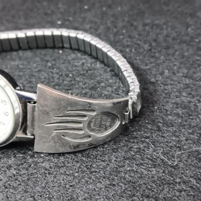 STERLING SILVER WATCH BAND MARKED LK, WATCH IS BY PAUL MARET