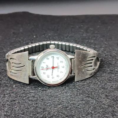 STERLING SILVER WATCH BAND MARKED LK, WATCH IS BY PAUL MARET