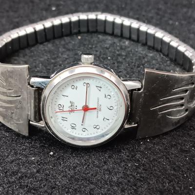 STERLING SILVER WATCH BAND MARKED LK, WATCH IS BY PAUL MARET