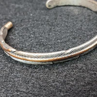 STERLING SILVER AND 14K WATCH BAND MARKED WM ROGERS AND STERLING BRACELET MARKED H MACE