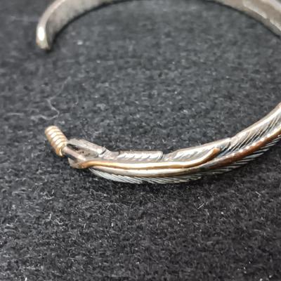 STERLING SILVER AND 14K WATCH BAND MARKED WM ROGERS AND STERLING BRACELET MARKED H MACE