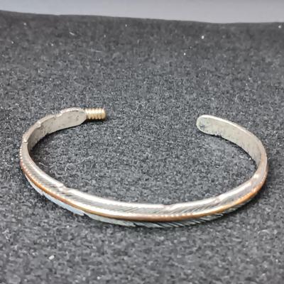 STERLING SILVER AND 14K WATCH BAND MARKED WM ROGERS AND STERLING BRACELET MARKED H MACE