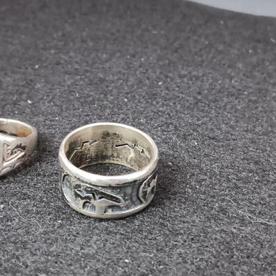 2 STERLING SILVER RINGS SIZE 9 1/2 - WEIGHT 16.25