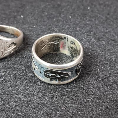 2 STERLING SILVER RINGS SIZE 9 1/2 - WEIGHT 16.25
