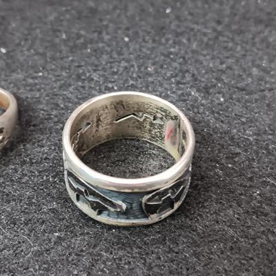 2 STERLING SILVER RINGS SIZE 9 1/2 - WEIGHT 16.25