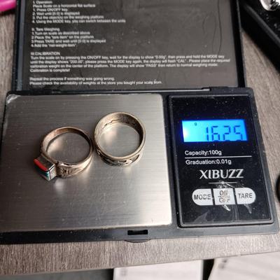 2 STERLING SILVER RINGS SIZE 9 1/2 - WEIGHT 16.25