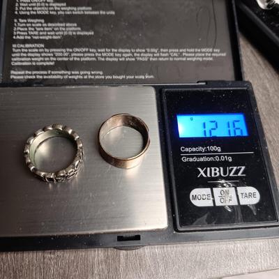 2 THICK STERLING SILVER RINGS SIZES 6 1/2 & 7 WEIGHT 12.16g