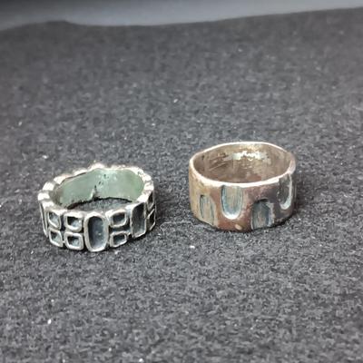 2 THICK STERLING SILVER RINGS SIZES 6 1/2 & 7 WEIGHT 12.16g