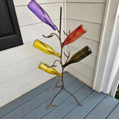 Wrought Iron Bottle Tree w/Bottles (Y-JS)