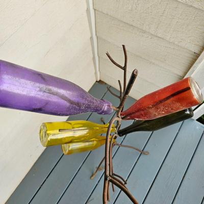 Wrought Iron Bottle Tree w/Bottles (Y-JS)