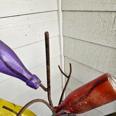 Wrought Iron Bottle Tree w/Bottles (Y-JS)