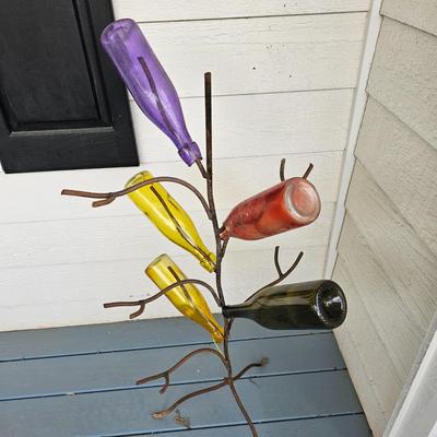 Wrought Iron Bottle Tree w/Bottles (Y-JS)