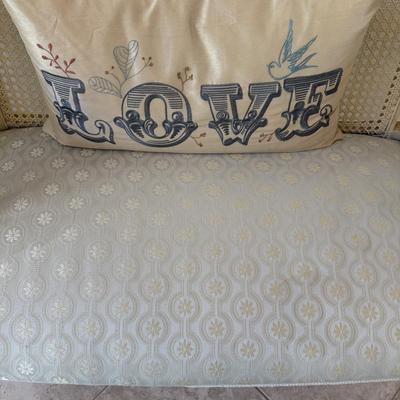 Gorgeous caned bench/settee with like new upholstery