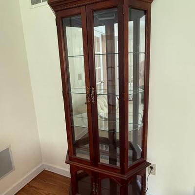 Curio wood cabinet with lights