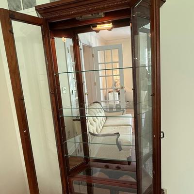 Curio wood cabinet with lights